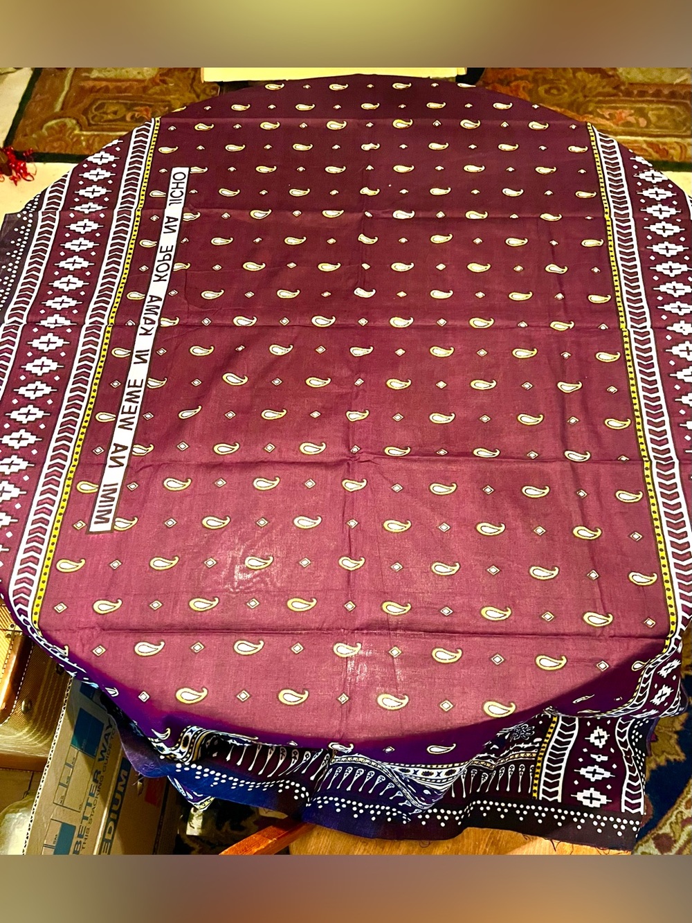 Rivatex Eldoret Maroon Paisley Block Print Tablecloth
